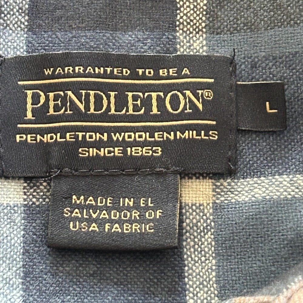 Pendleton Shirt Womens‎ Large Blue Plaid Wool Flannel Button Up Long Sleeve - Picture 3 of 14